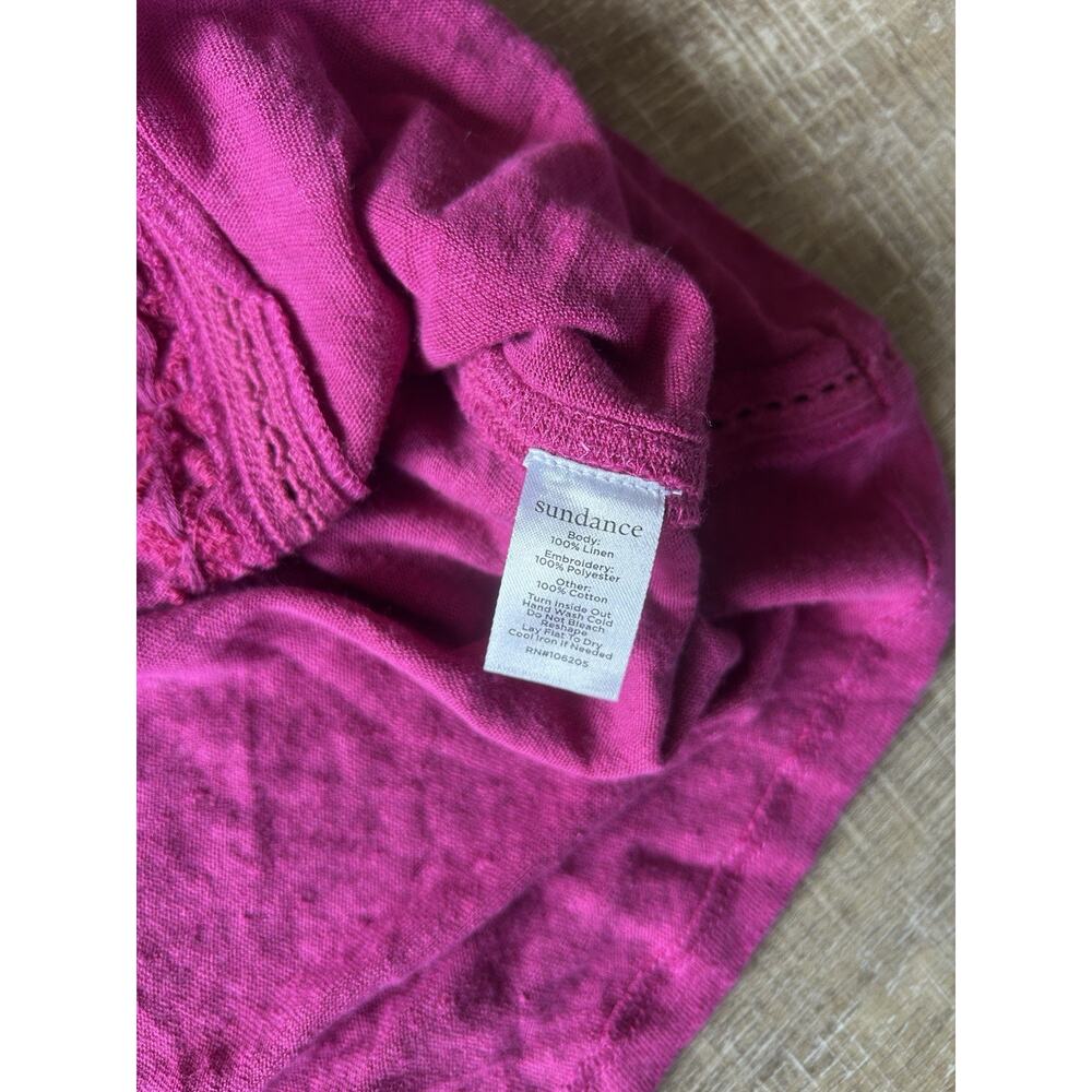 Sundance 100% Linen Tank Womens Large Purple Embroidered Sleeveless Boho Top - Picture 7 of 9